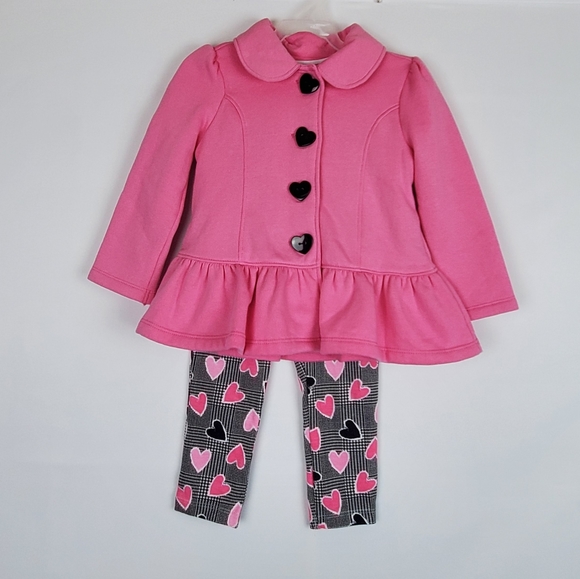 Kids Headquarters Pink Heart 3-Piece Matching Set Girl 2T - Picture 1 of 10